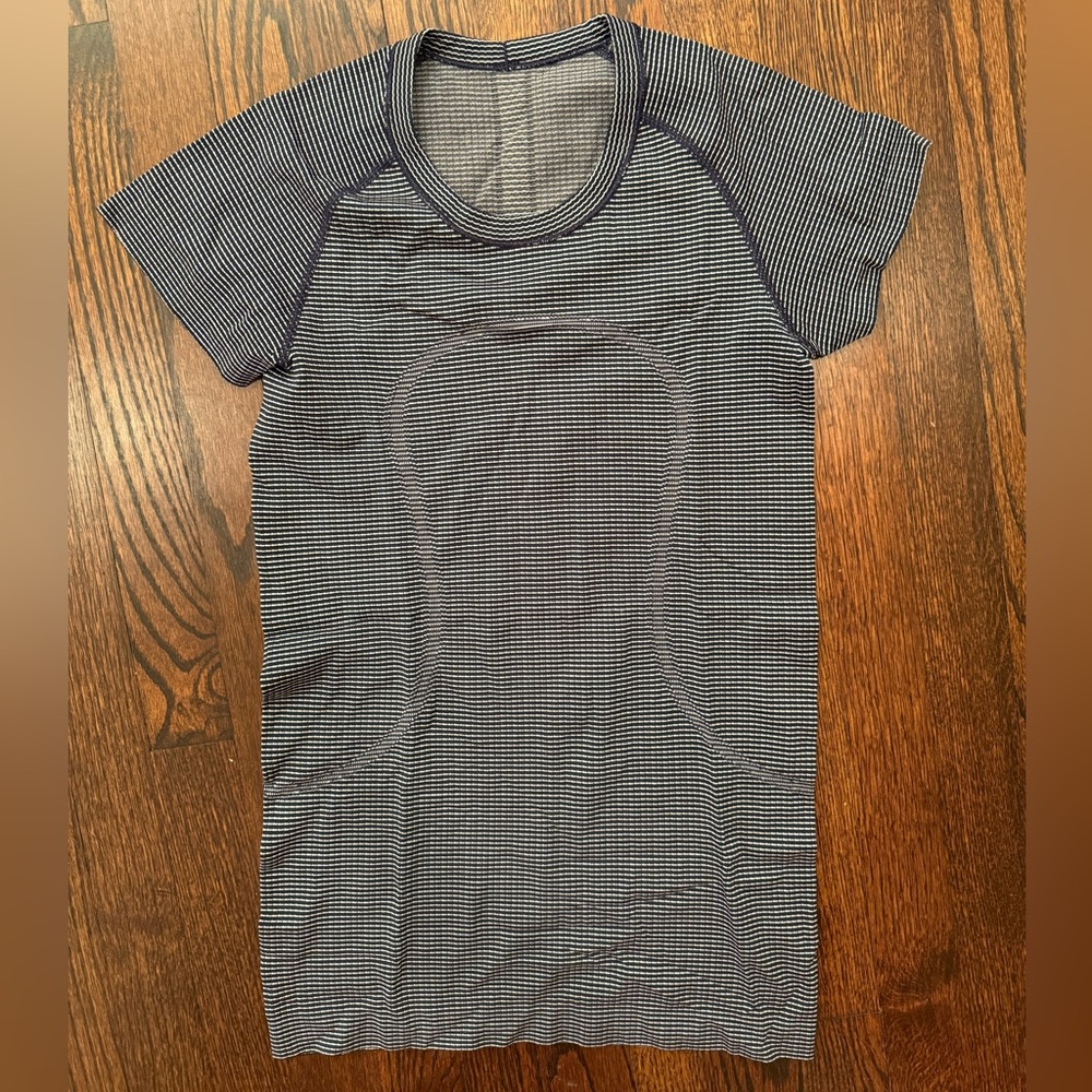 Lululemon Navy and White Striped Shirt